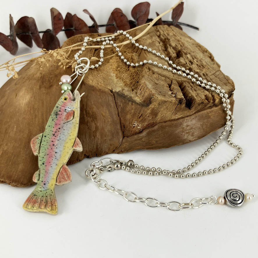 Rainbow Trout hand-painted earrings for fishing enthusiasts