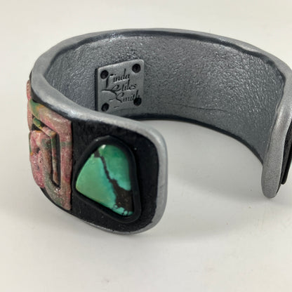 Celtic design cuff bracelet set with turquoise gemstones