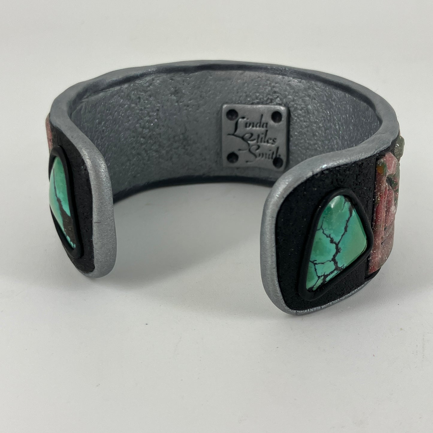 Celtic design cuff bracelet set with turquoise gemstones