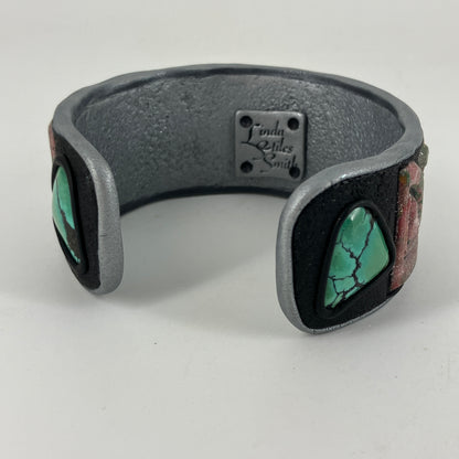 Celtic design cuff bracelet set with turquoise gemstones