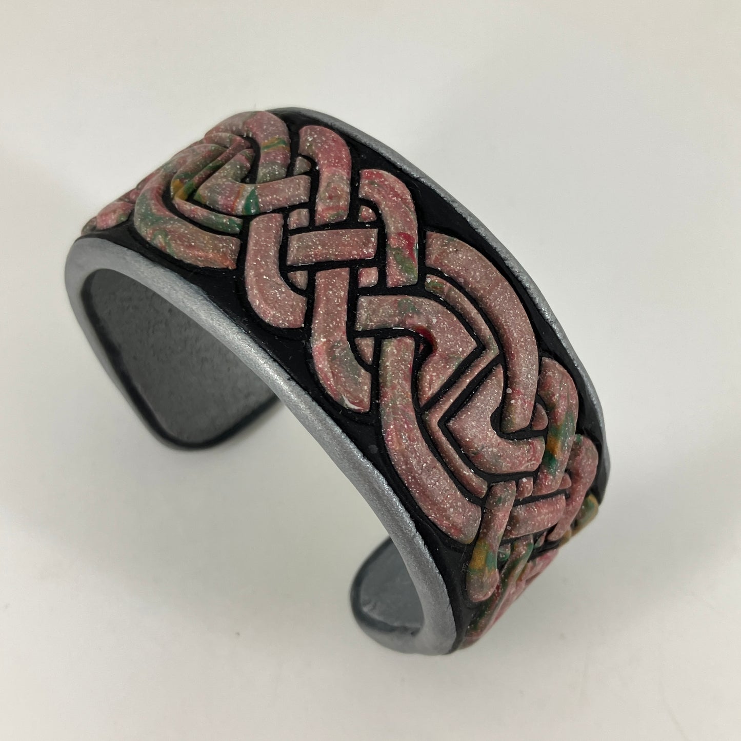 Celtic design cuff bracelet set with turquoise gemstones