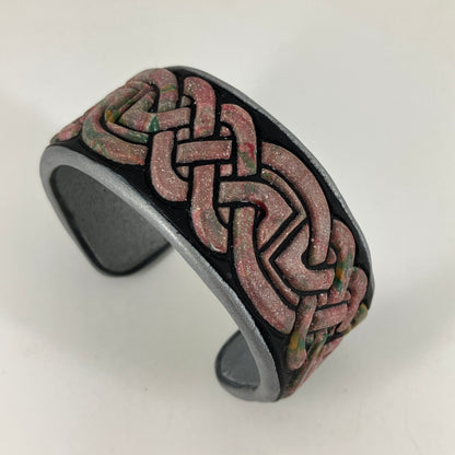 Celtic design cuff bracelet set with turquoise gemstones