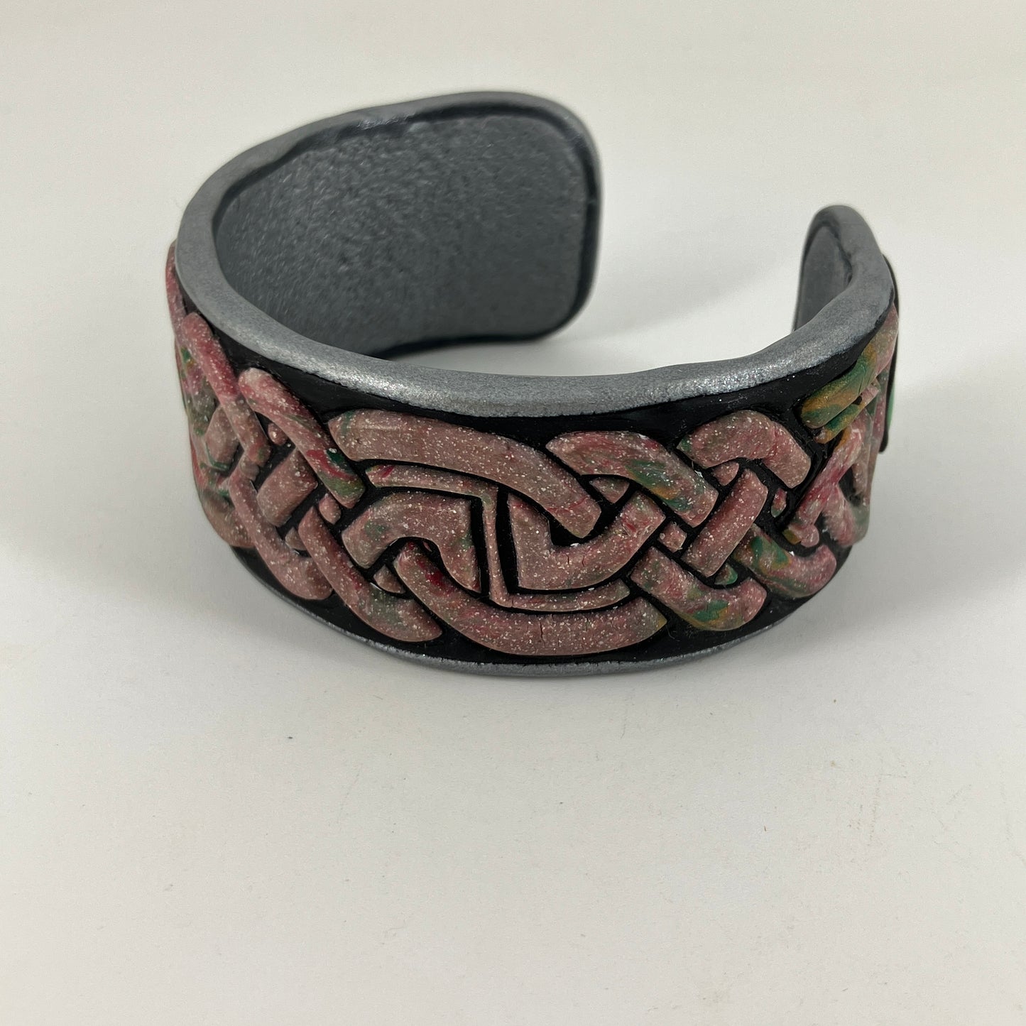 Celtic design cuff bracelet set with turquoise gemstones