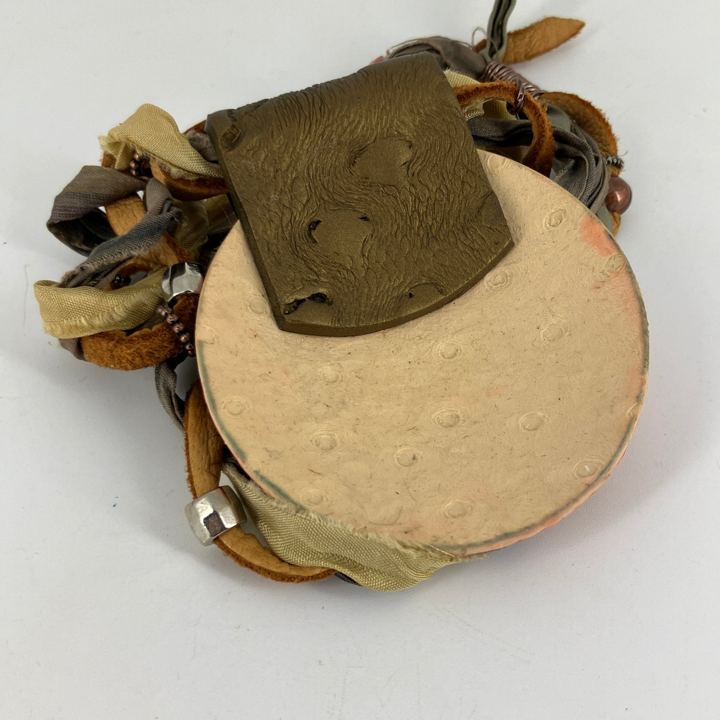 Statement Necklace with large Saucer pendant and unique neck chain