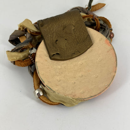 Statement Necklace with large Saucer pendant and unique neck chain