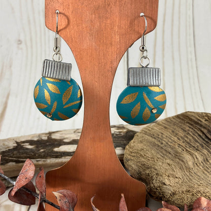 Blue Ornament Ball Earrings to decorate Yourself