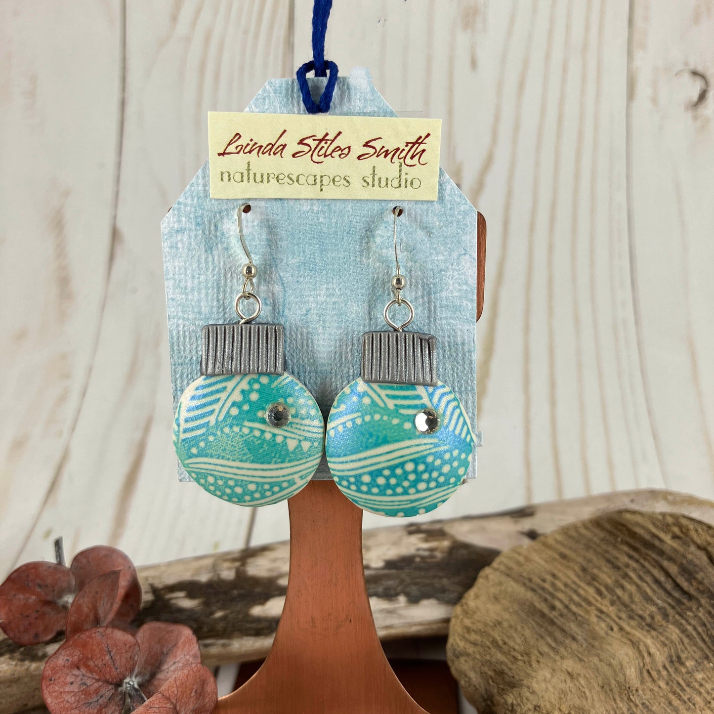 Blue Ornament Ball Earrings to decorate Yourself