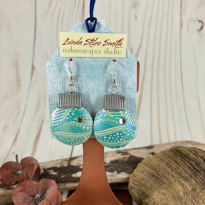 Blue Ornament Ball Earrings to decorate Yourself