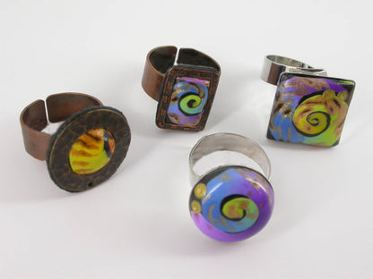Color Nautilus Swirls Adjustable Rings