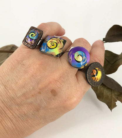 Color Nautilus Swirls Adjustable Rings