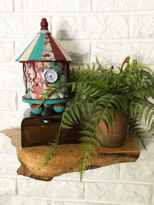 We do not remember Days - We remember Moments Desk Clock handmade with Polymer Clay by Linda Stiles Smith of NatureScapes Studio. Front view. Gift ideas for women.