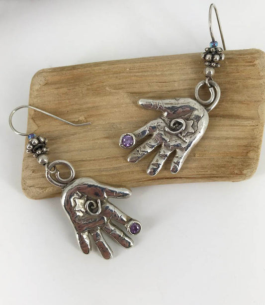 Helping Hands Fine Silver Earrings