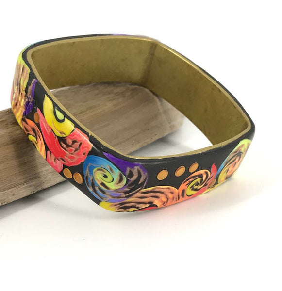 Symphony of Colorful Swirls Bangle Bracelet