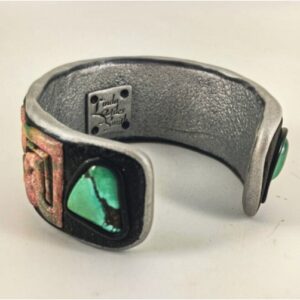 Celtic Design Cuff Bracelet Set with Turquoise Gemstones