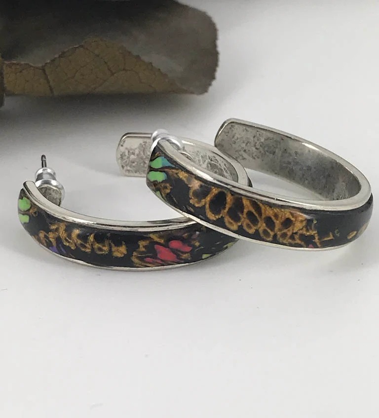 Basic Black with a Touch of Gold Hoop Earrings