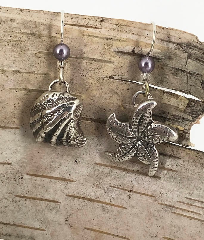 Sea Life Fine Silver Earrings