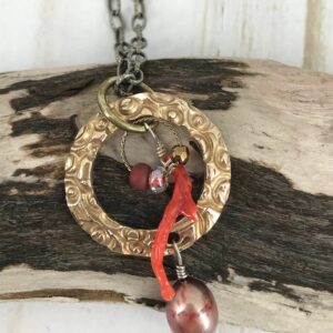 Circle Round! Bronze and Pearl Necklace