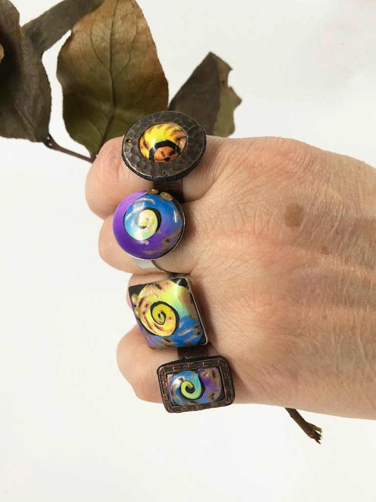 Nautilus Color Swirls Adjustable Rings