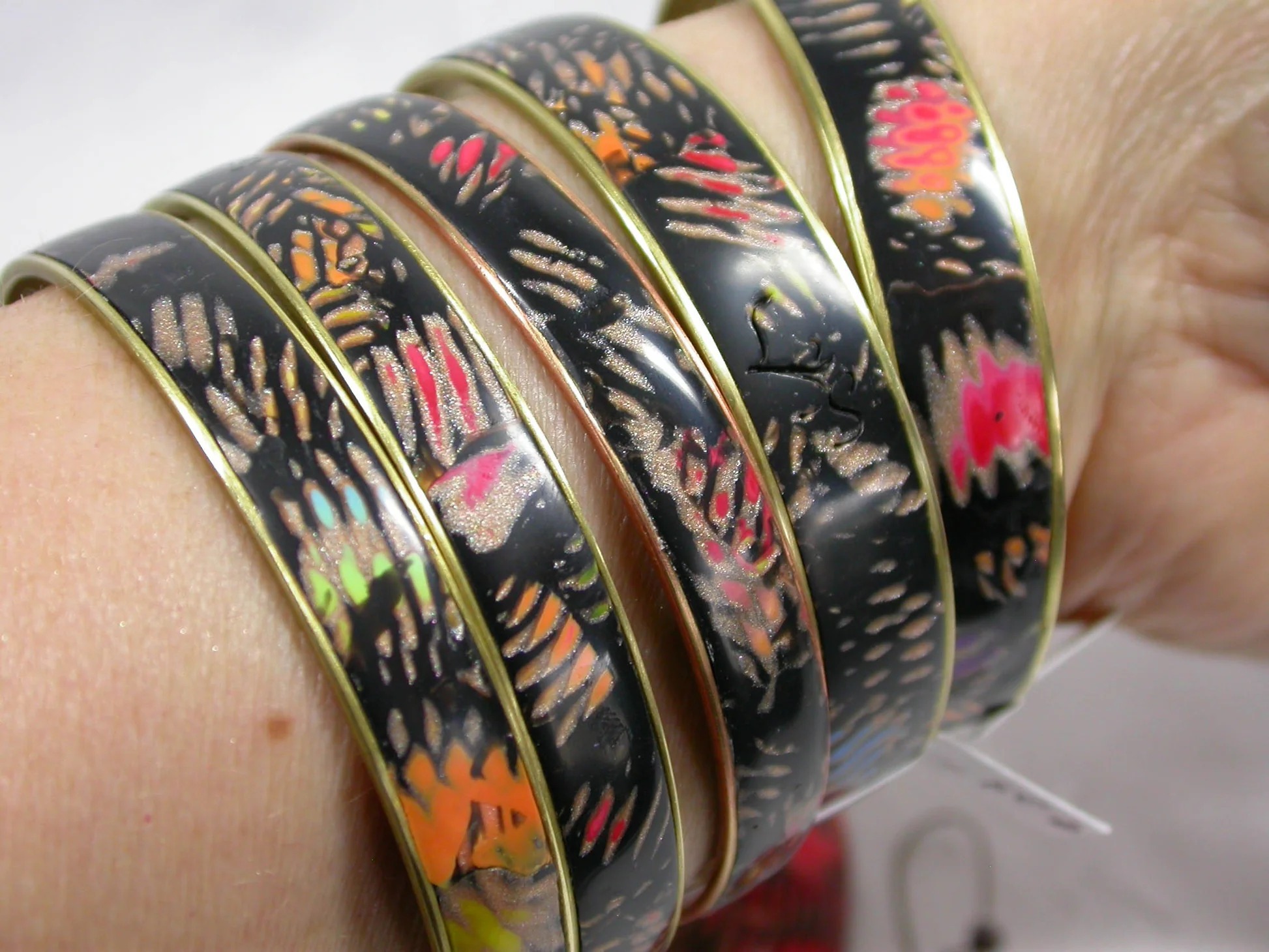 Symphony Black Snakeskin Style Bangle Bracelet
