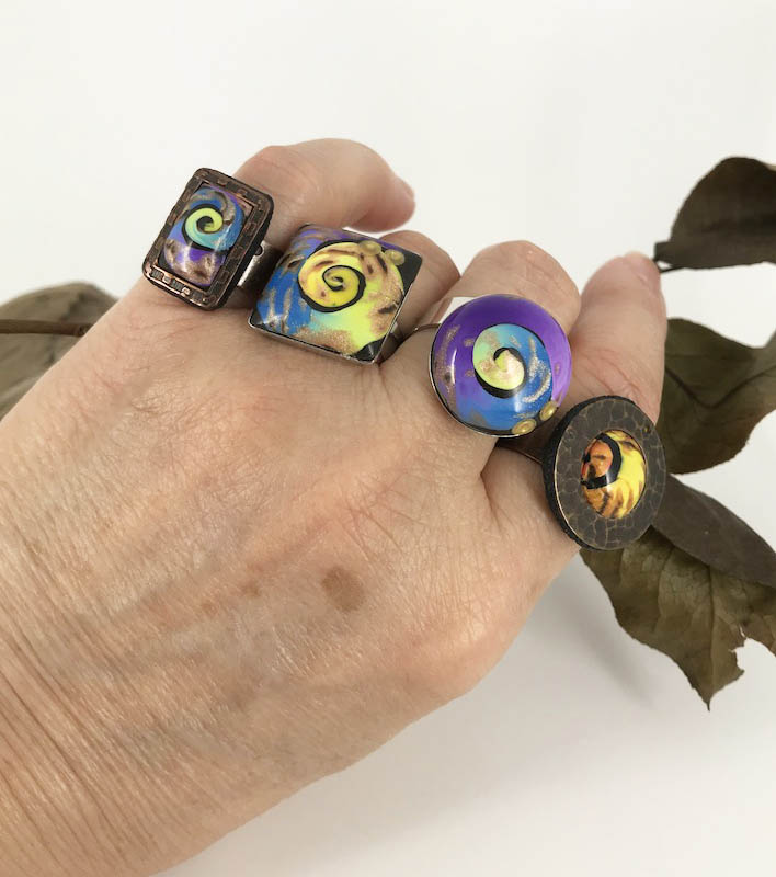 Nautilus Color Swirls Adjustable Rings